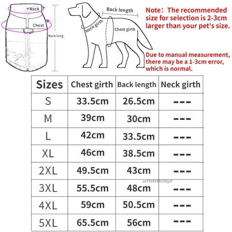 Waterproof Winter Dog Coat – Warm Padded Zip-Up Jacket for Small, Medium & Large Dogs